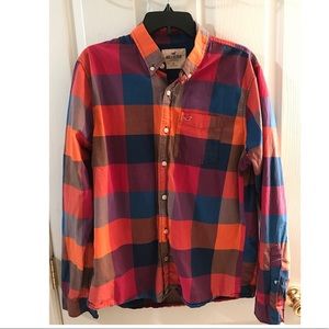 Hollister XL Plaid LS Bottom Up NWOT